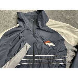 NFL Team Apparel Jacket Men’s L Navy Denver Broncos Full Zip Windbreaker Logo